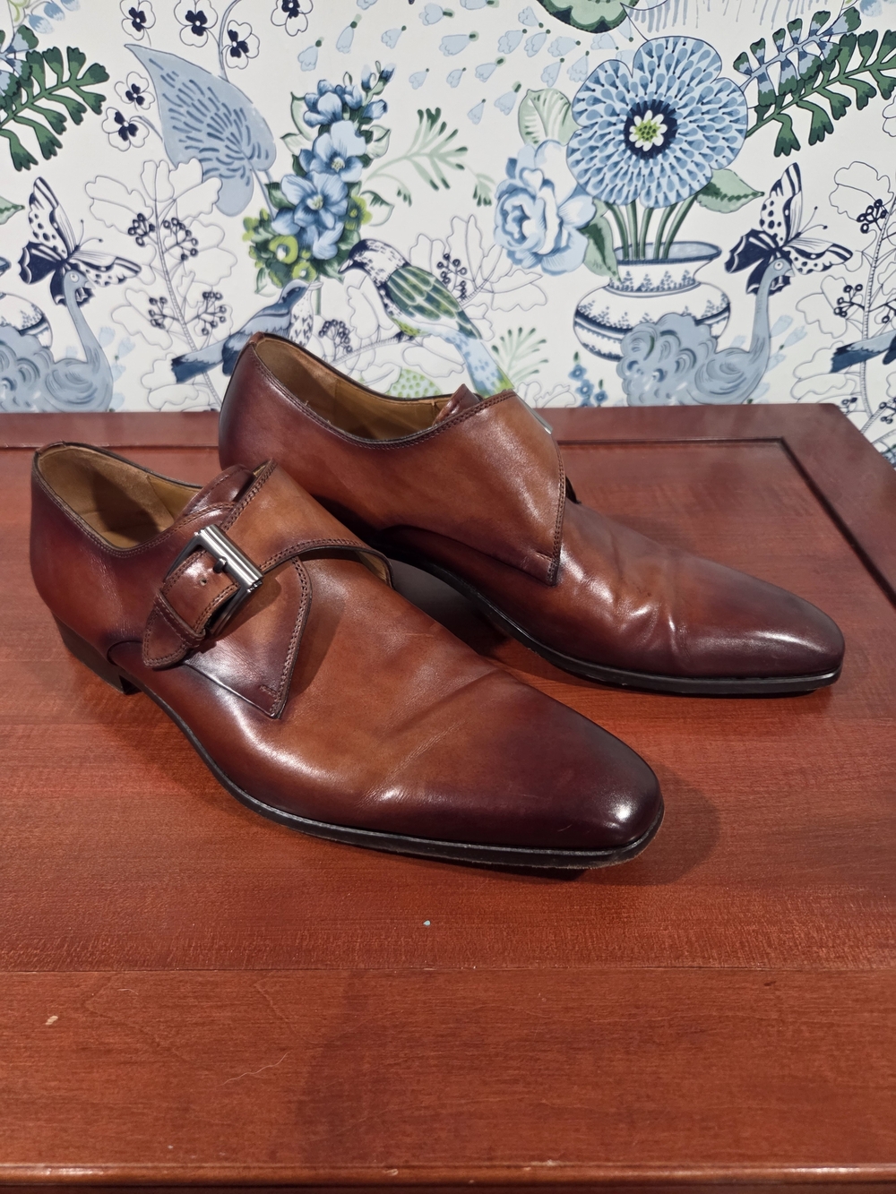 Magnanni Cangas Single Monk Strap Dress Shoes Cognac Leather Men's 10.5 US 43.5
